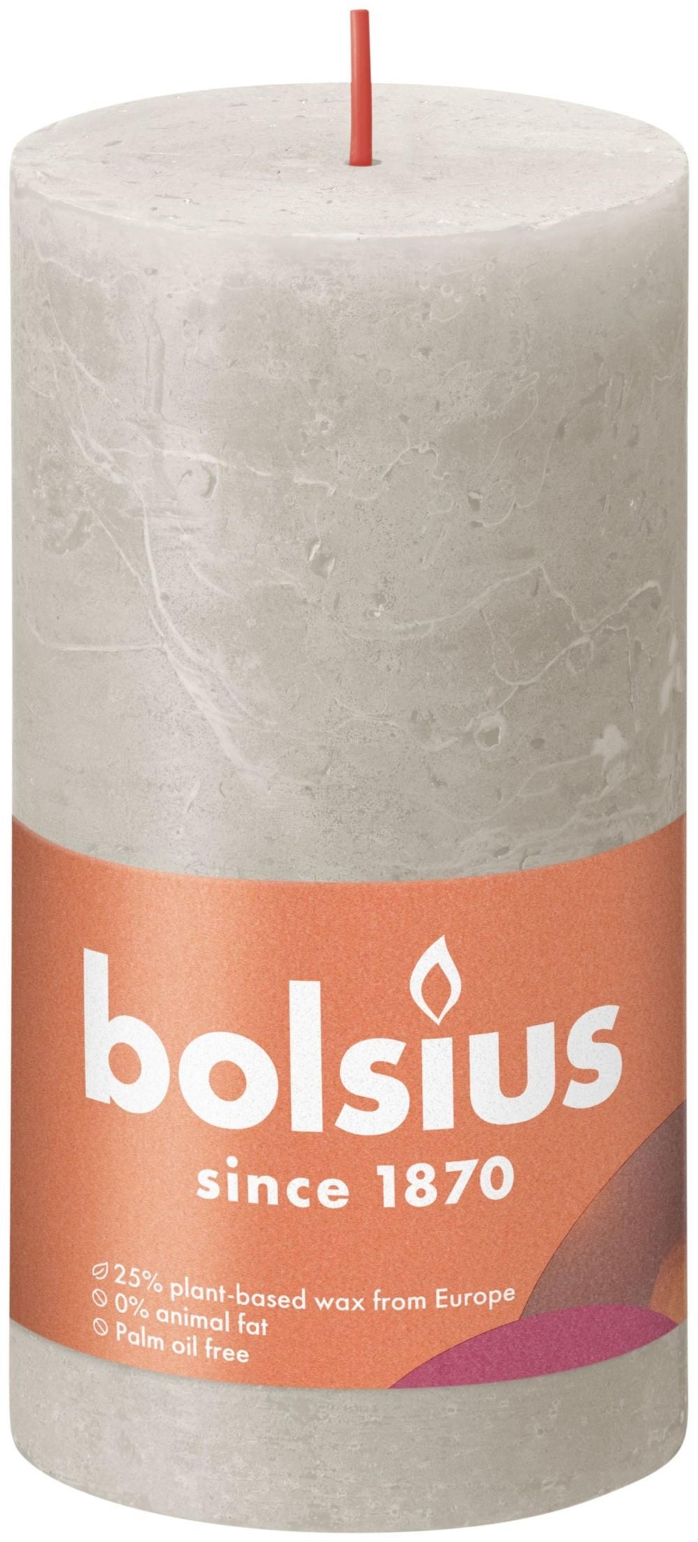 Bolsius shine collection rustiek stompkaars 130 68 sandy grey - zandgrijs