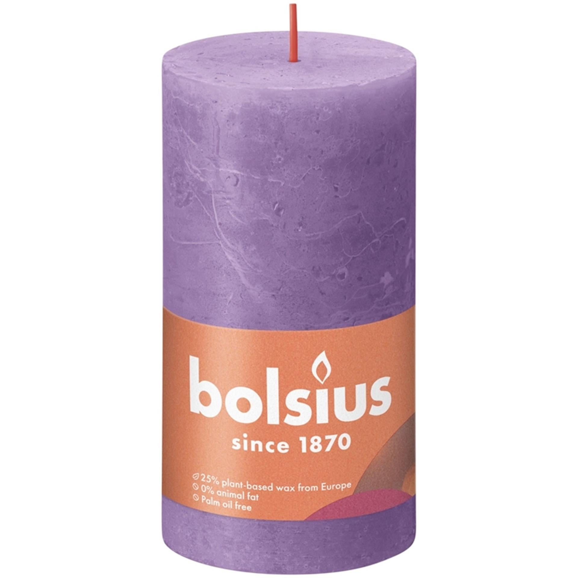 Bolsius rustiek stompkaars 130 68 violet