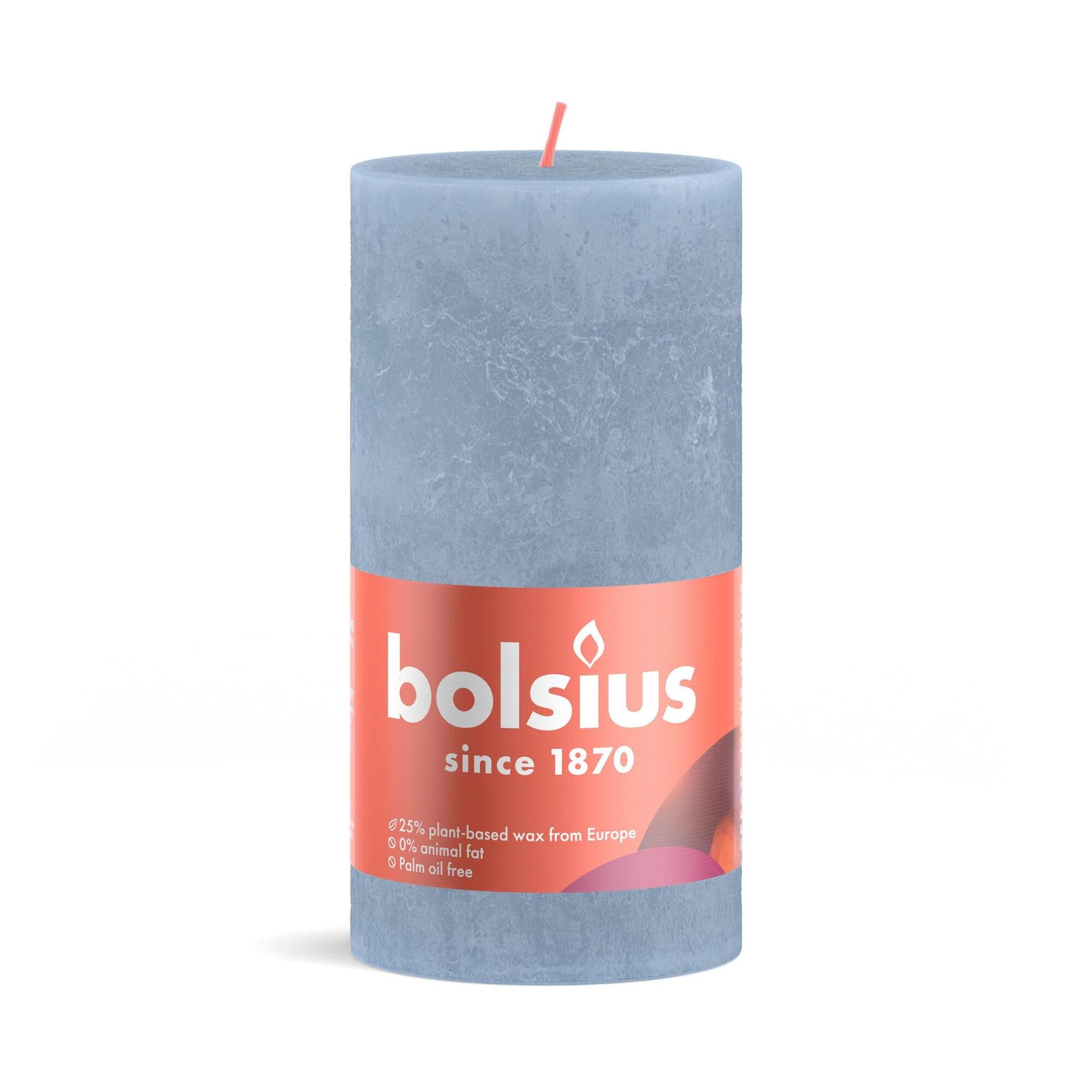 Bolsius stompkaars rustiek 13x6,8 cm hemelsblauw