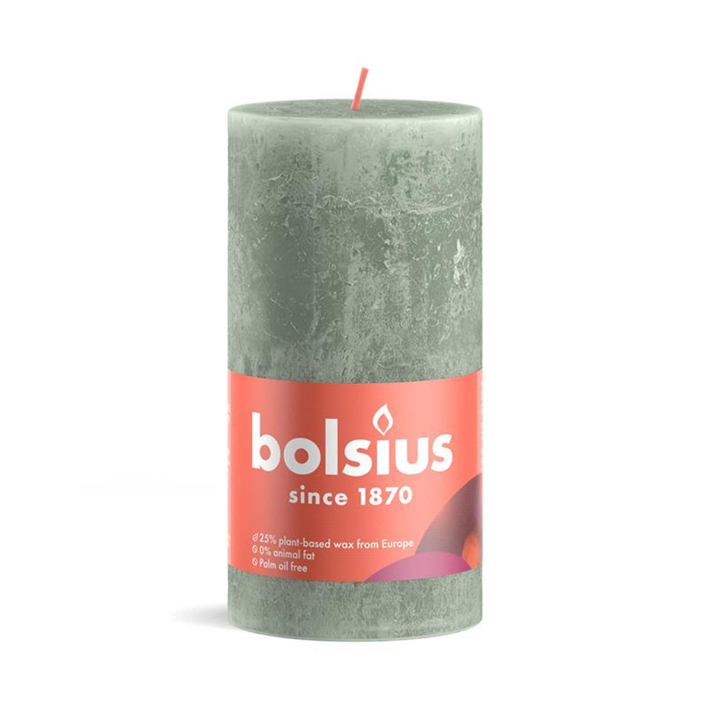 Bolsius stompkaars rustiek 13 x 6,8 cm jadegroen