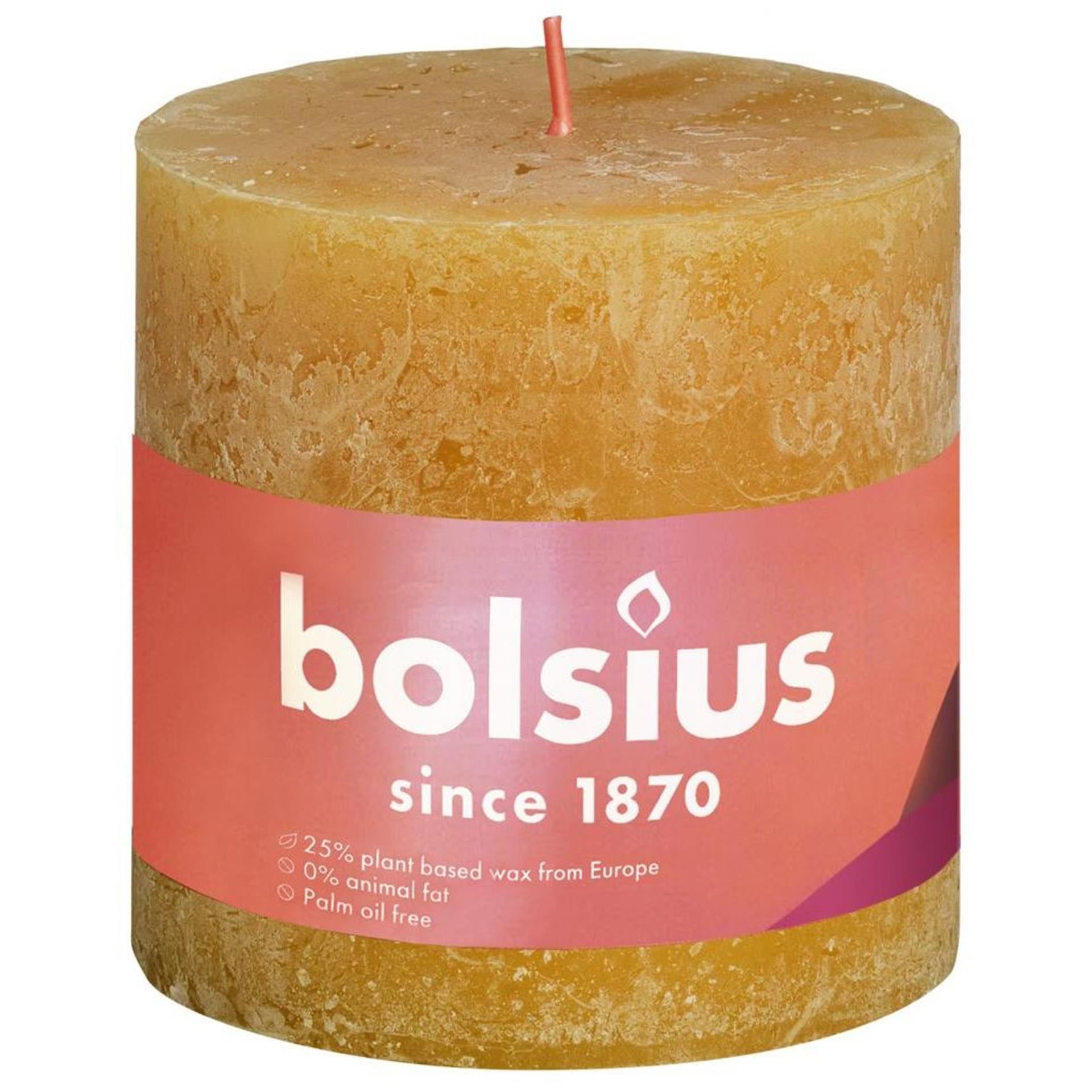 Bolsius rustiek stompkaars 100 100 oker