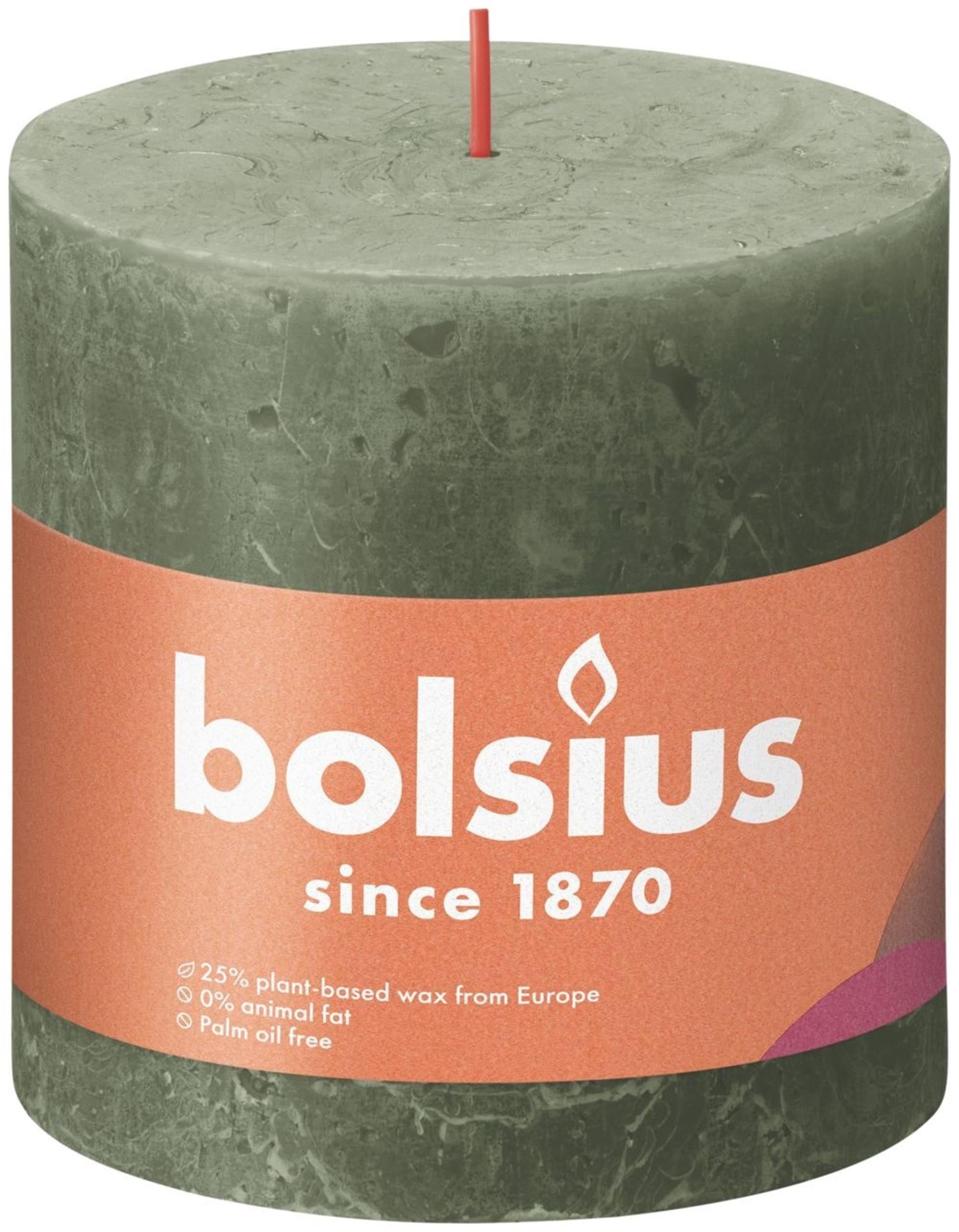 Bolsius rustiek stompkaars 100 100 olijf