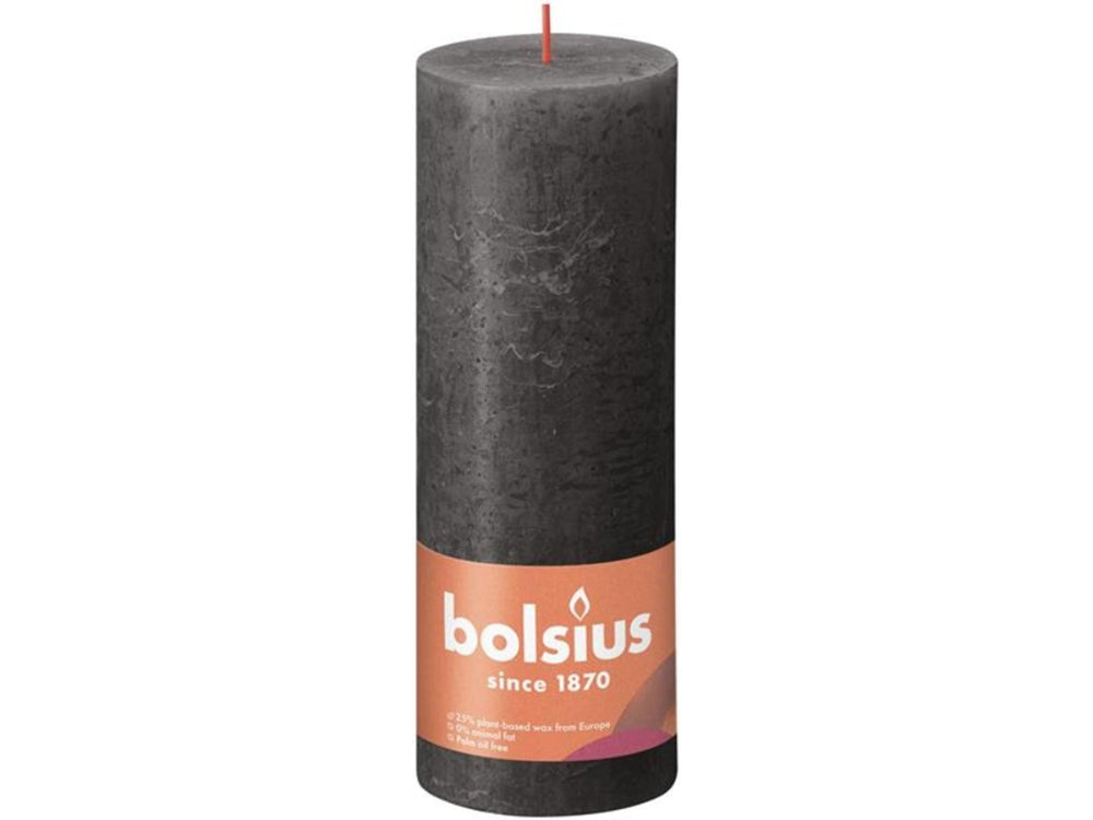 Bolsius rustiek stompkaars 190 68 stormy grey - stormgrijs