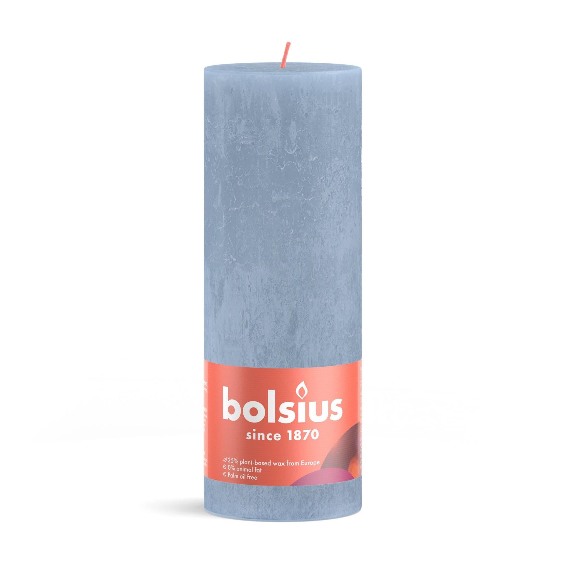 Bolsius stompkaars rustiek 19 x 6,8 cm hemelsblauw