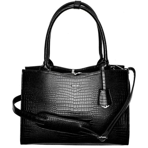 Dames laptoptas socha croco jet zwart