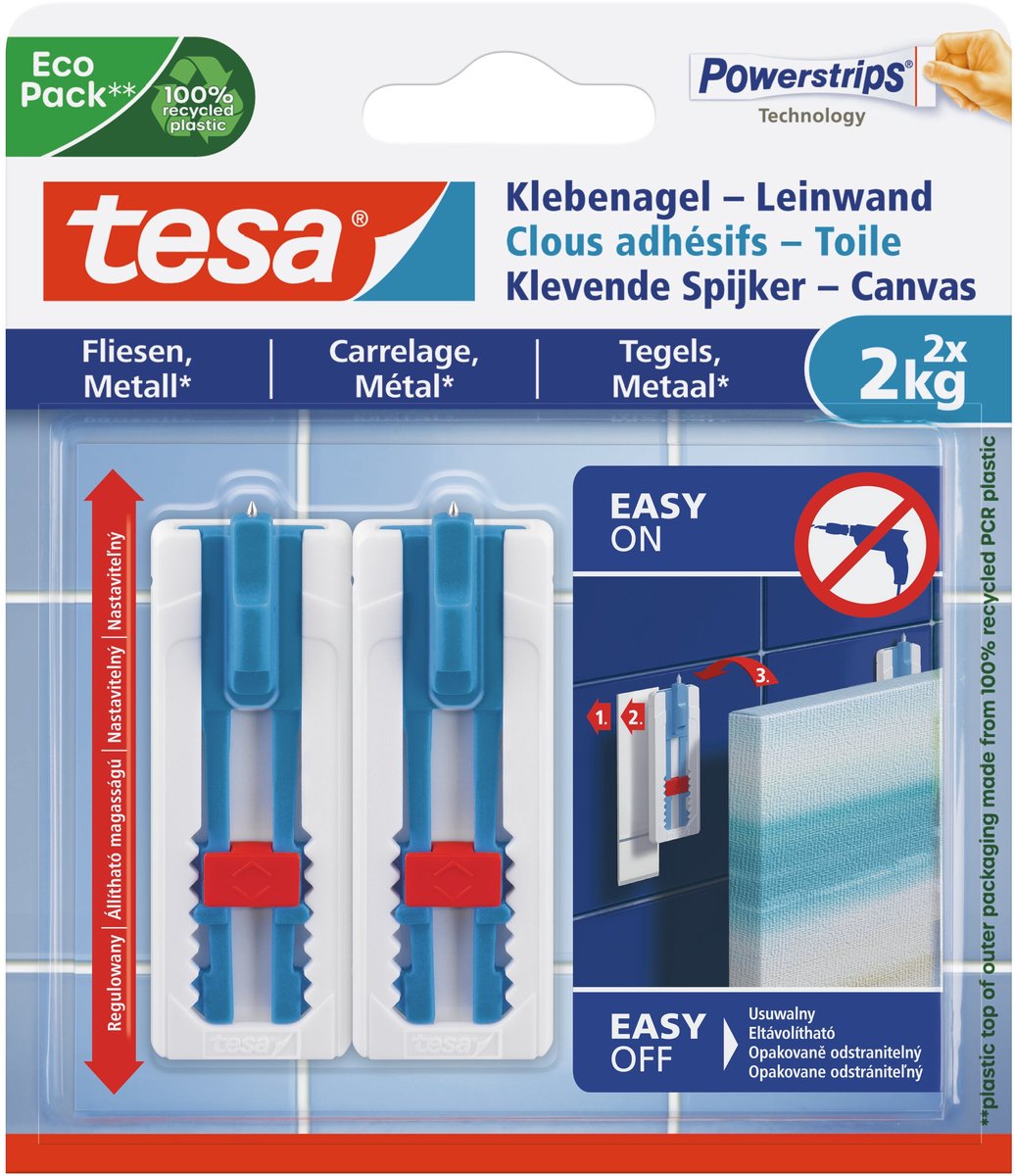 Tesa 1063379 - ® klevende spijker canvas tegels en metaal - 2 kg | 8 stuks