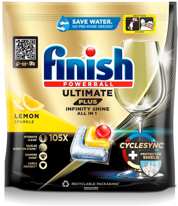 Finish ultimate plus infinity shine vaatwastabletten - 105 capsules