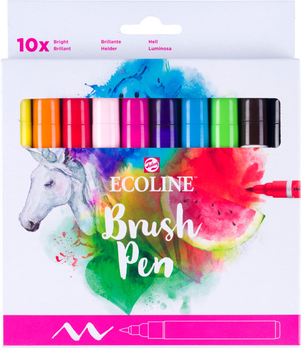 Bruynzeel ecoline penseelpenset helder, 10 kleuren