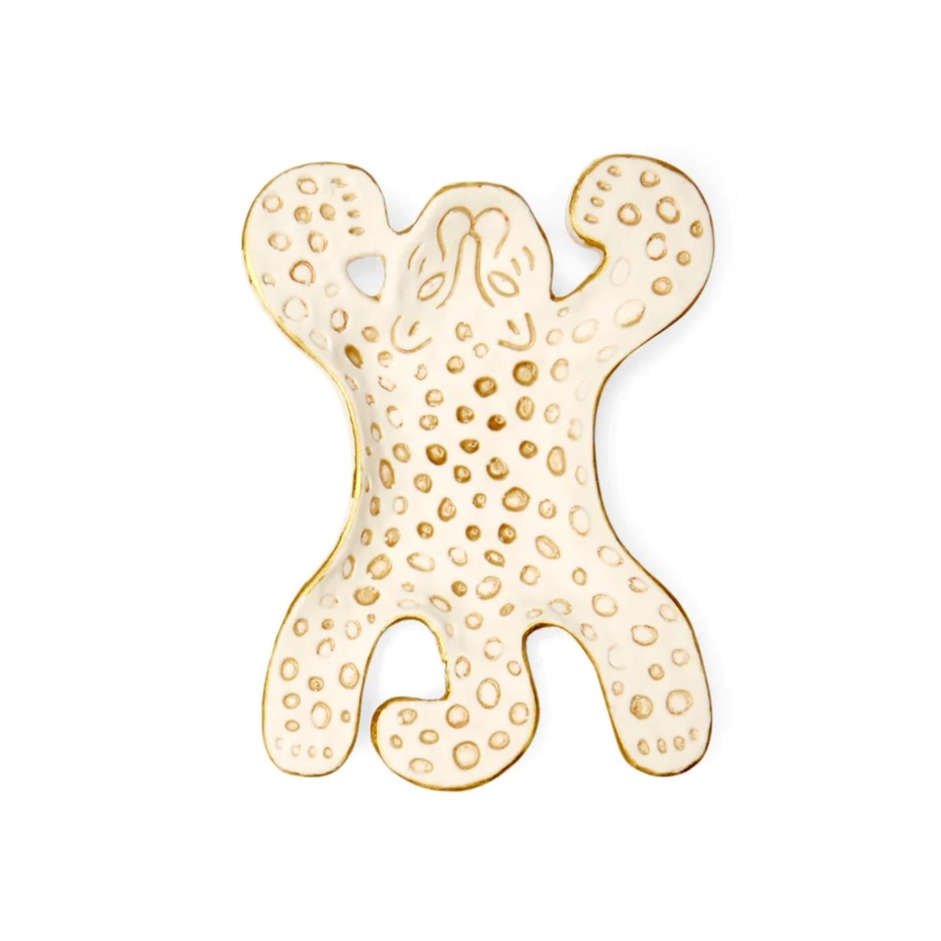 Kikkerland decoratie schaal luipaard wit 13cm