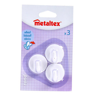 Metaltex plakhaken 3 stuks wit