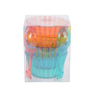 Schaal plastic met lepel assorti | 4 stuks