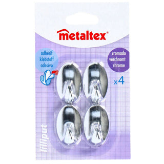 Metaltex plakhaken 4 stuks verchroomd ovaal | 10 stuks