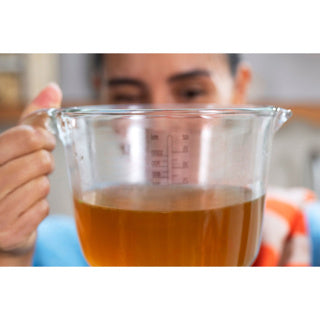 Glas maatbeker 1l met dekselkrijt