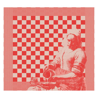 Ddddd theedoek melkmeisje 60 x 65 rood