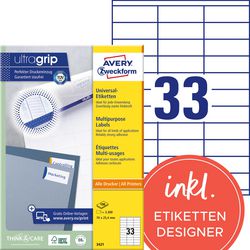 Etiketten universal 3421 avery 70x25,4mm