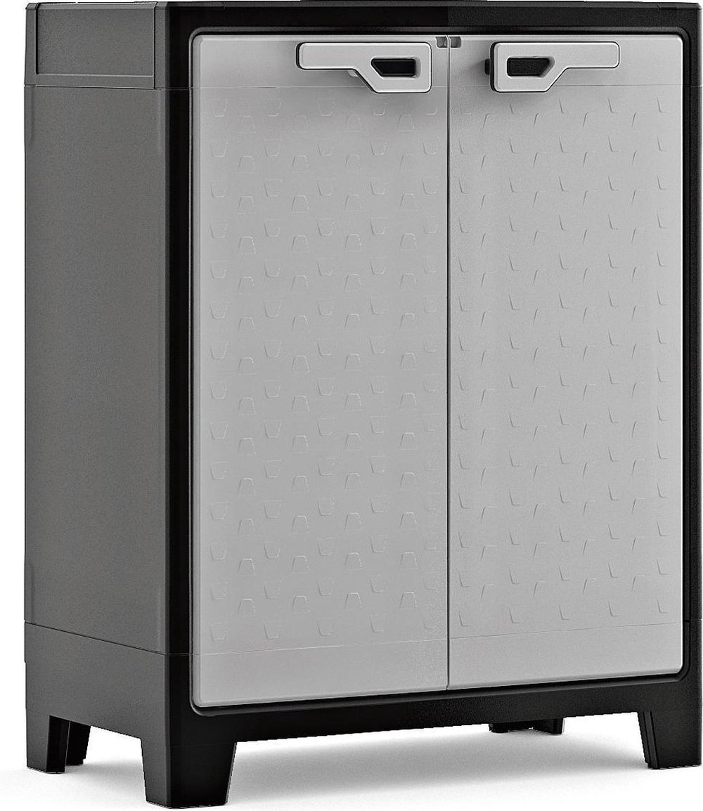 Keter titan lage kast - 2 planken - 80x44x100cm – zwart grijs