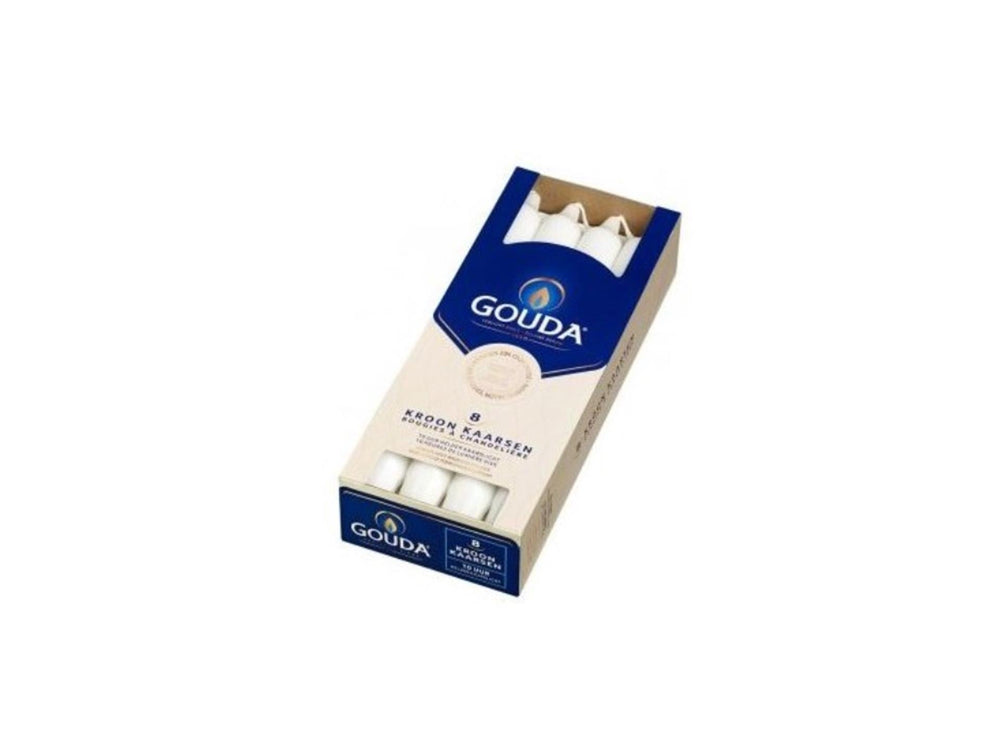 Goudse kroonkaarsen 8 stuks wit