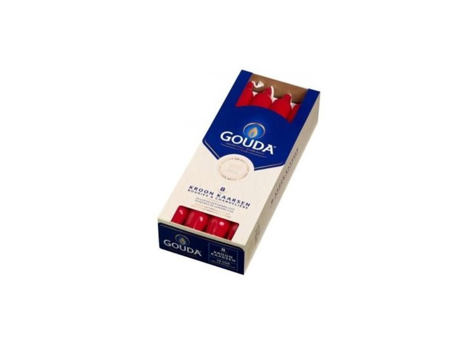 Gouda kroonkaars rood 240 24 doos a 8 stuks