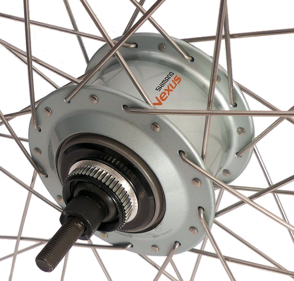 Shimano achterwiel 28 inch nexus 7 naaf (zilver) - zac19 velg (zilver) met rvs spaken - voor schijfrem