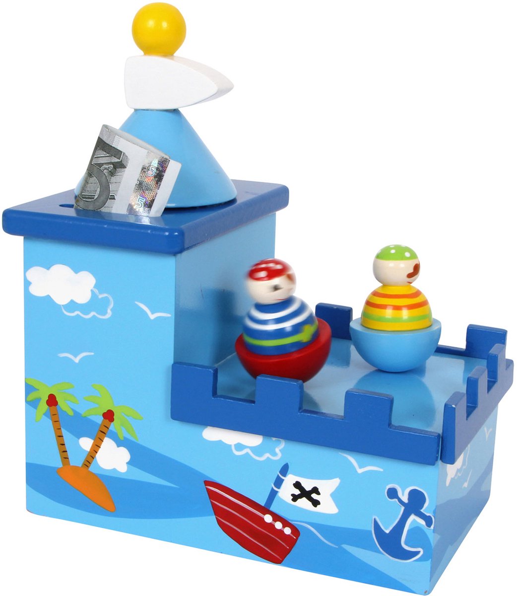 Small foot - wooden music box and money bank pirate