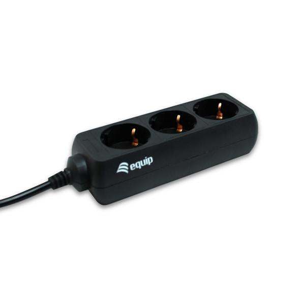 Equip 333280 3-outlet power strip, 1.1 m, type f, black, ce, 3 ac outlet(s), 220 - 240 v
