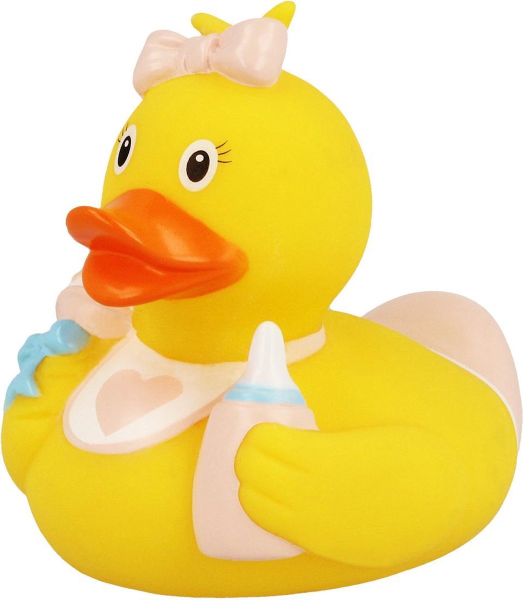 Lilalu badeend baby girl junior 8,5 cm rubber geel roze blauw
