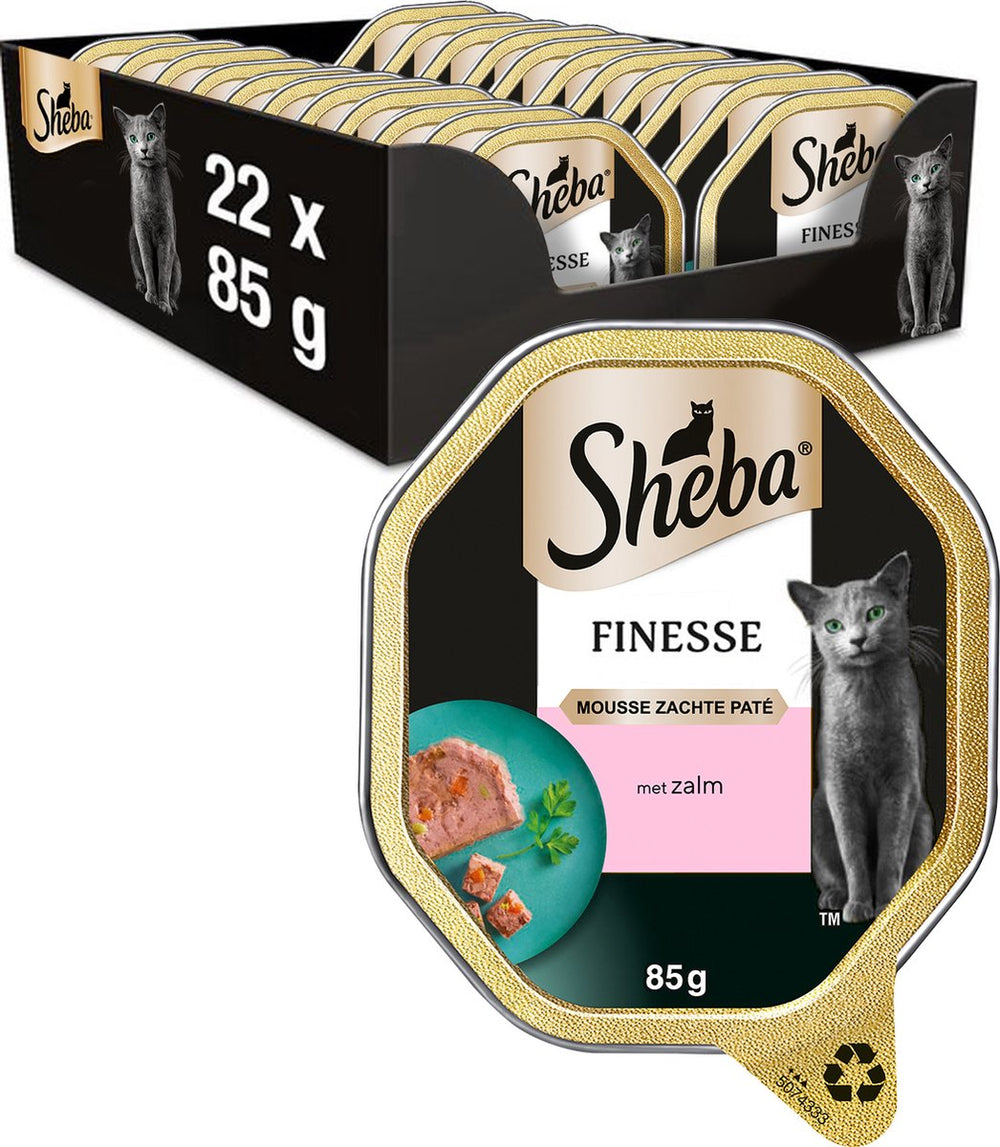 Sheba kattenvoer - finesse mousse - zalm - kuipjes 22x85g