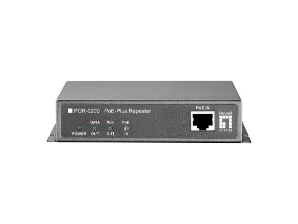 Levelone por-0200 snelle ethernet netwerkrepeater, 2x fe, poe-plus 802.3at, 200m
