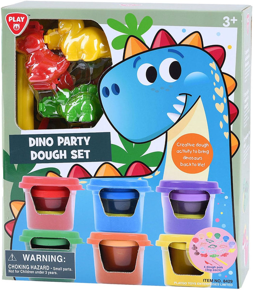 Speel dino feest kleiset, 6 kleipotjes