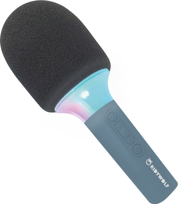 Kidywolf kidymic blauw – draadloze karaoke microfoon voor kinderen met bluetooth, led lichteffecten stemvervorming - 4+