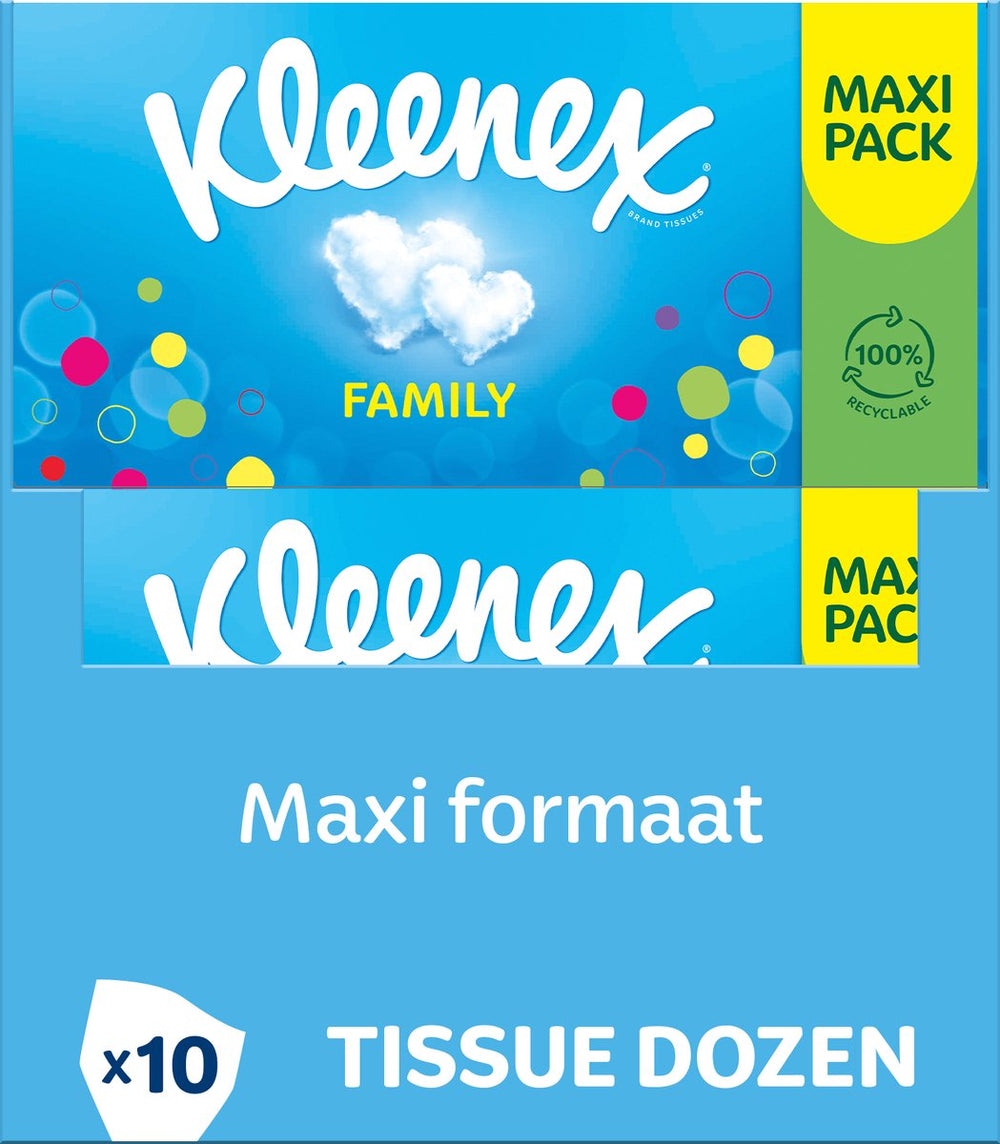 Kleenex tissues - family box - voordeelverpakking - 10 x 128 stuks (1280 zakdoekjes)