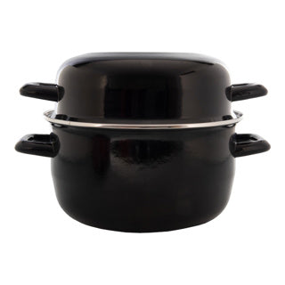 No brand mosselpan emaille 24 cm zwart