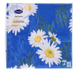 Servetten madeliefje blauw 33x33 cm