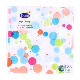 Duni servetten feestelijke bubbels multi 24x24 cm