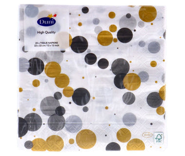Servetten feestelijke bubbels zwart 33x33 cm