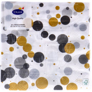 Servetten feestelijke bubbels zwart 33x33 cm