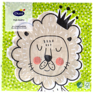 Servetten speelse leeuwenkoning 33x33 cm