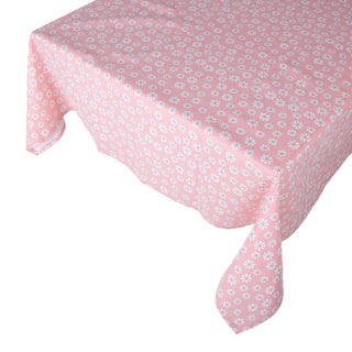 Daisy flowers tafelkleed textiel roze 140x250 cm