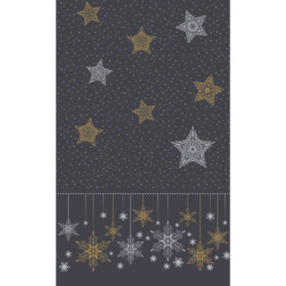 Duni tafellaken snowstars black 138x220cm