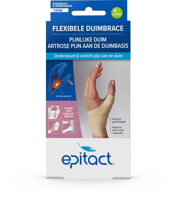 Epitact duimorthese dag links maat l – duimbrace bij duimartrose en rhizartrose – flexibele ondersteuning – wasbaar - 1 stuk