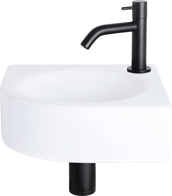 Differnz cleo fonteinset - keramiek - kraan gebogen mat zwart - 30 x 30 x 10 cm