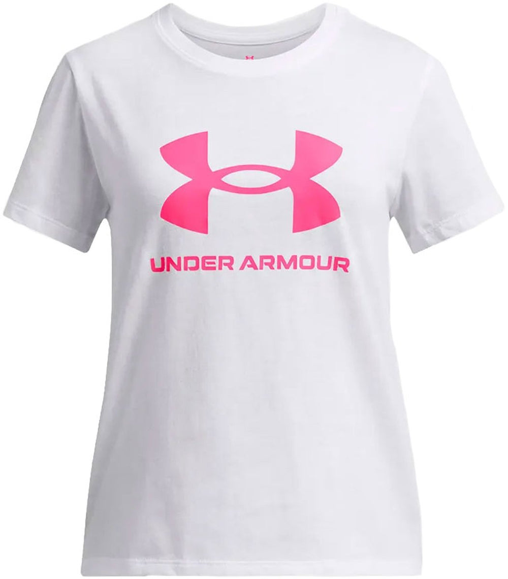 Under armour ua big logo ss unisex sportshirt - wit - roze