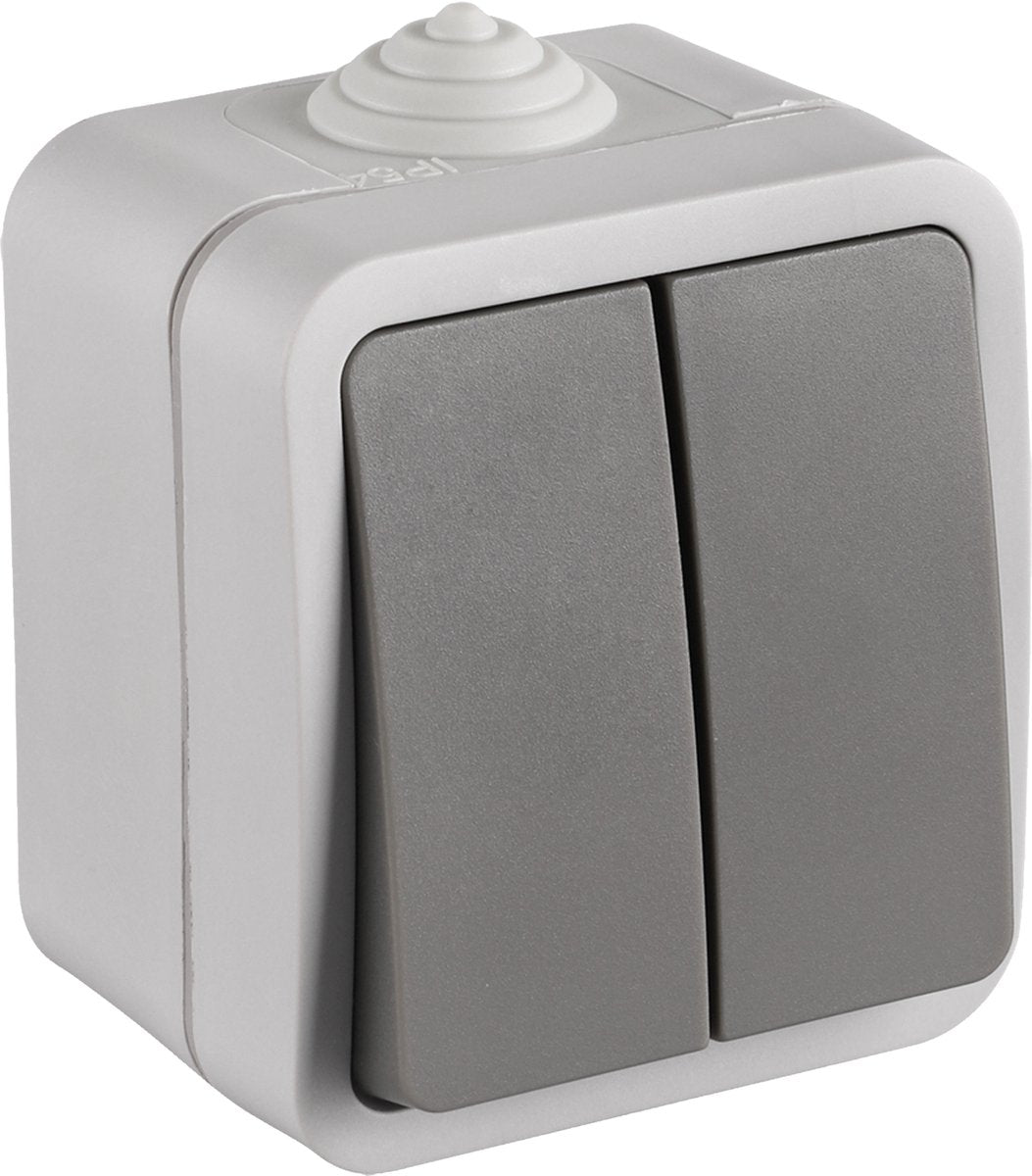 Q-link schakelaar - opbouw - serie - spatwaterdicht ip54 - grijs