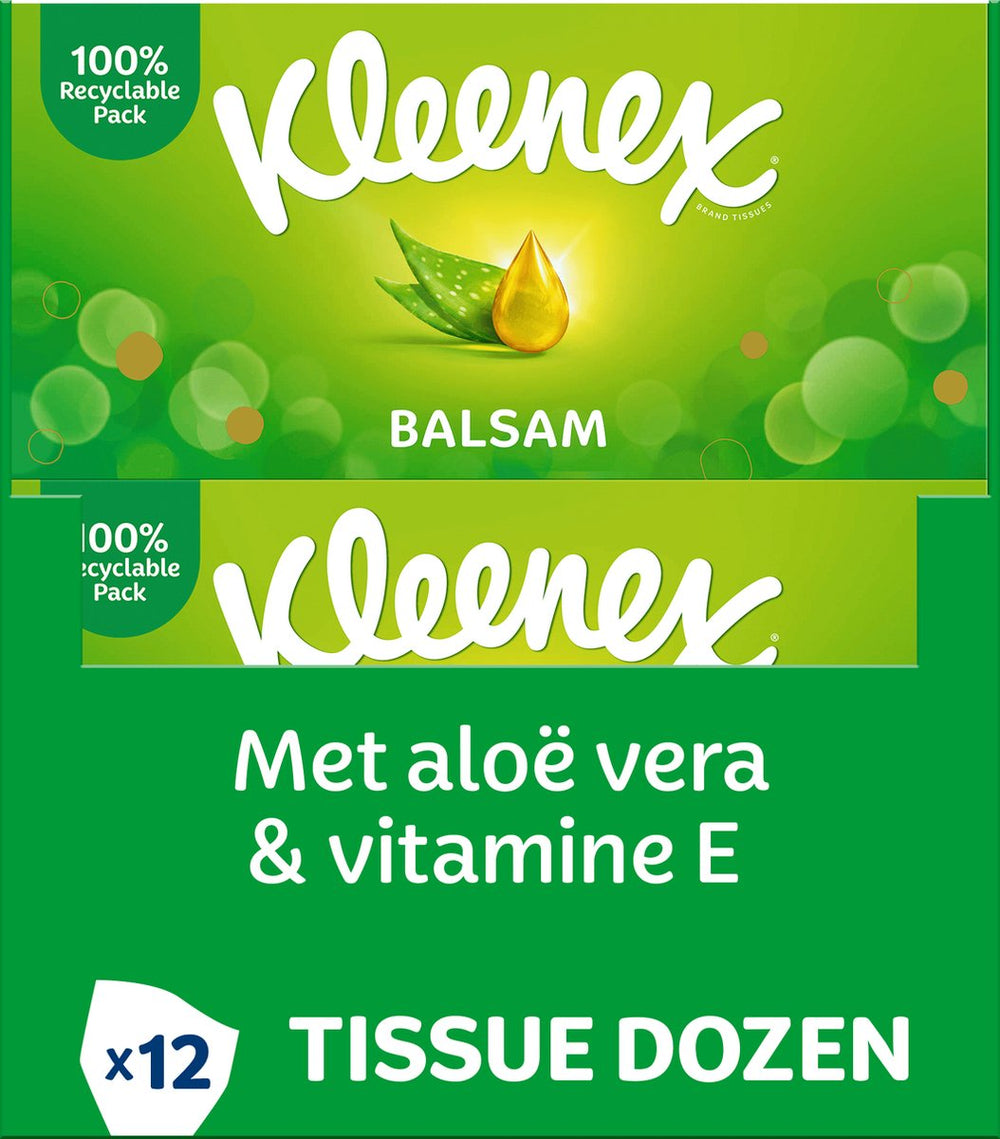 Kleenex tissues - balsam - voordeelverpakking - 12 x 64 stuks (768 zakdoekjes)