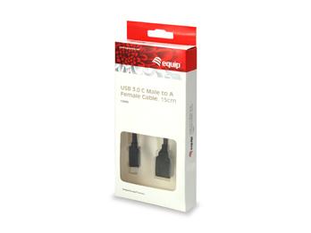 Equip 133455 USB 3.0-kabel type C mannelijk naar type A vrouwelijk, 15 cm