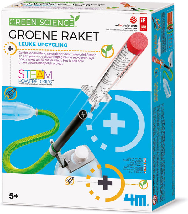 4m wetenschap en spel - bouw je eigen groene raket - bouwpakket - kidzlabs green science - 5 jaar