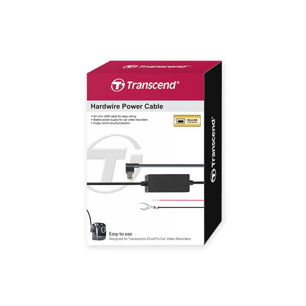 Transcend ts-dpk2 drivepro hardwire stroomkabel, mini-usb micro-usb, 4m, zwart