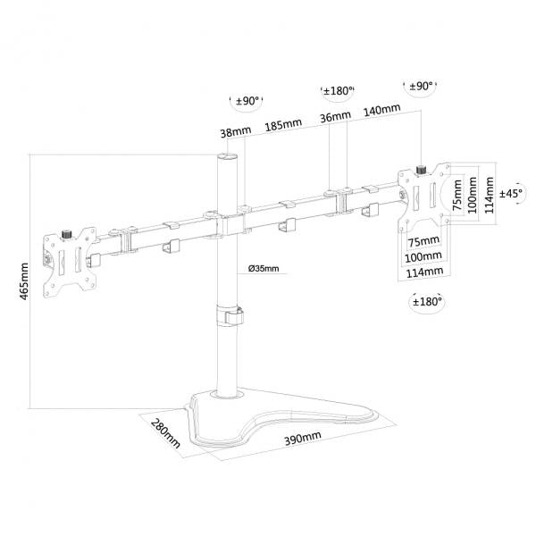 Neomounts flatscreen bureausteun fpma-d550ddblack bevestiging (zwart)