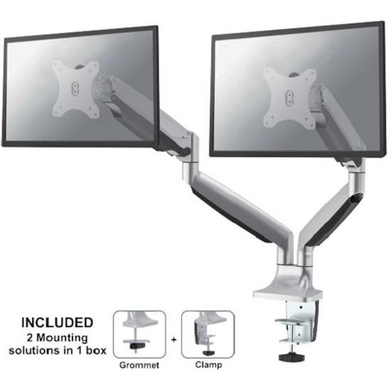 Neomounts Neomounts FPMA-D750DSILVER Flatscreen Monitor bureausteun met gasveer, 2x 10-30 , 9 kg,