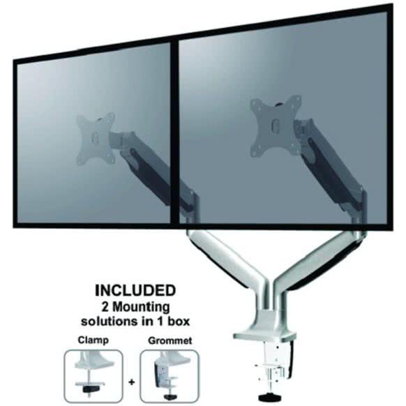 Neomounts Neomounts FPMA-D750DSILVER Flatscreen Monitor bureausteun met gasveer, 2x 10-30 , 9 kg,